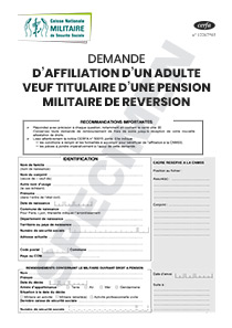 CERFA 10074-07 : Demande d'affiliation d'un adulte veuf titulaire d'une pension de réversion