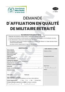 CERFA 11359-08 : Demande d'affiliation en qualité de Militaire Retraité