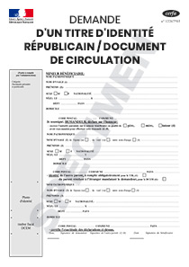 CERFA 11203-02 : Demande d'un titre d'identité républicain / Document de circulation