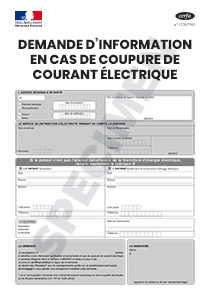 CERFA 10401-02 : Demande d'information particulière en cas de coupure du courant électrique