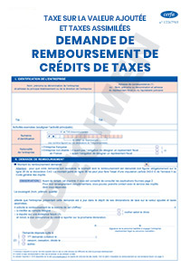 CERFA 11255-16 : Demande de remboursement de crédits de taxes
