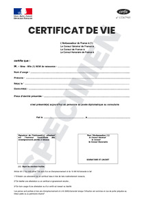 CERFA 11851-02 : Certificat de vie pour personne domiciliée à l'Etranger