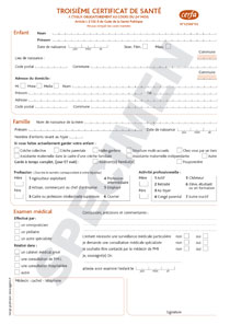 CERFA 12598-03 : Certificat de Santé du troisième examen préventif