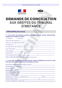 CERFA 15728-01 : Demande de conciliation aux greffes du tribunal d'instance