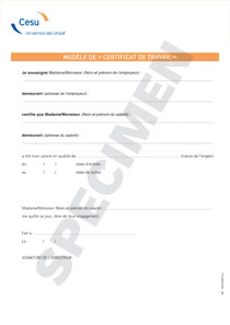 CESU : Certificat de travail