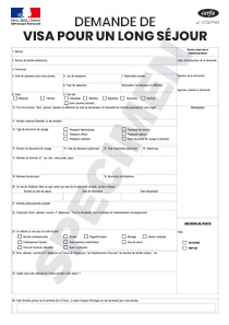CERFA 14571-05 : Formulaire de Visa long séjour