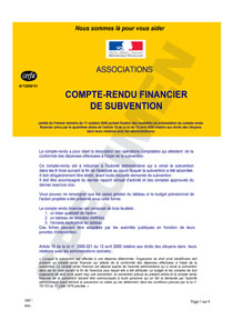 CERFA 15059-01 : Formulaire du compte rendu financier de subvention