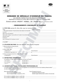 CERFA 11797-01 : Demande de médaille d'honneur du Travail (hors des départements français)