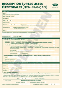 CERFA 12671-01: Formulaire pour s'inscrire sur les listes électorales pour un citoyen non français européen (Parlement Européen)