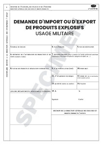 CERFA 13375-02 : Demande d'import ou d'export de produits explosifs (usage militaire)