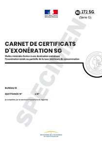 CERFA 14081-01 : Carnet de certificat d'exonération (272 SG)