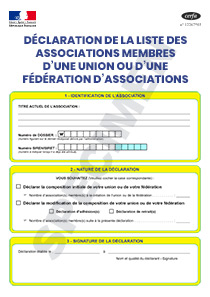 CERFA 13969-01 :  Déclaration d'un liste des associations membres d'une Union/ Fédération d'associations