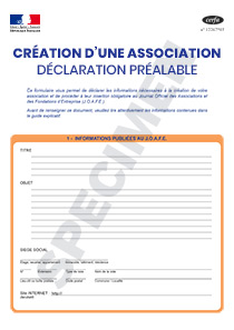 CERFA 13973-03 : Déclaration préalable pour la création d'une Association