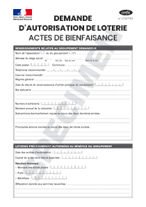 CERFA 11823-03 : Demande d'autorisation de loterie - Actes de bienfaisance