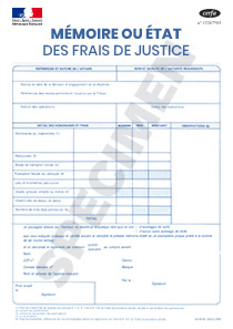 CERFA 100096 : Mémoire ou état des frais de justice