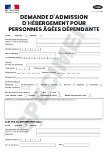 CERFA 14732-01 : Dossier de demande d'admission d'hébergement pour personnes âgées dépendantes - EHPAD