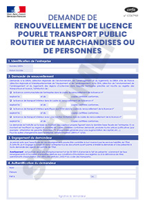 CERFA 13437-02 : Demande de renouvellement de licence pour le transport public routier