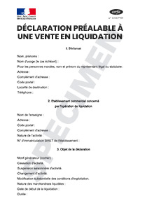 CERFA 14809-01 : Déclaration préalable à une vente en liquidation