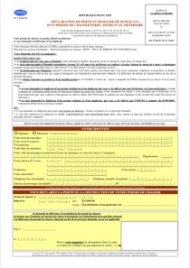 CERFA 13944-03 : Déclaration de perte ou de détérioration d'un permis de chasse - Demande de duplicata