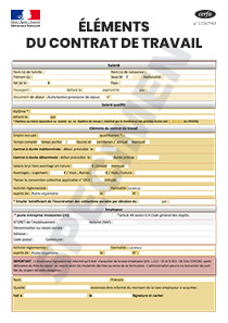 CERFA 15619-01 Éléments du contrat de travail justifiant la demande de carte de séjour (salarié détaché ICT)