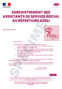 CERFA 12268-02 : Enregistrement des assistants de service social au répertoire Adeli