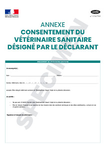 CERFA 15045-02 Annexe à la déclaration d'activités d'animaux de compagnie (le consentement du vétérinaire sanitaire)