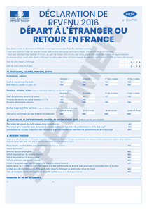 Formulaire 2042 NR ou CERFA 11942-16 Déclaration de revenu 2016 Départ à l'étranger ou retour en France Impôt 2017
