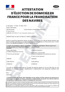 CERFA 14501-01 : Attestation d'élection de domicile en France pour la francisation des navires