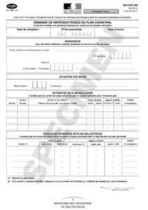 Formulaire 6815-PC-SD ou CERFA 11564-03 Demande de reproduction de plan cadastral