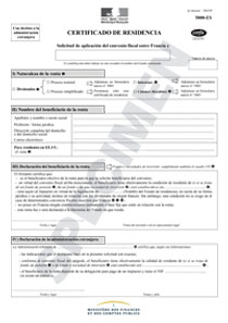 Formulaire 5000 ES-SD ou CERFA 12816-03 Certificado de residencia