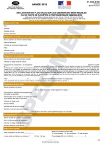 Formulaire 2048-M-SD ou CERFA 12358-10 Déclaration de plus-values sur les cessions de biens meubles ou de parts de sociétés à prépondérance immobilière