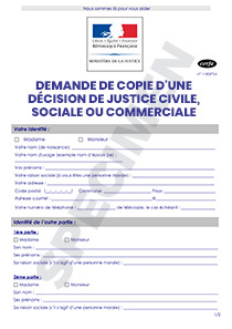 Cerfa 11808-04 : Demander une copie d'une décision de justice civile, sociale ou commerciale