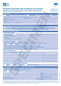 CERFA 12579-01 : Demande d'allocation des travailleurs de l'amiante