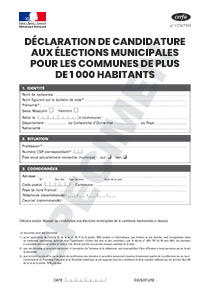 CERFA 14997-01 Déclaration de candidature aux élections municipales et communautaires pour une commune de plus de 1 000 habitants