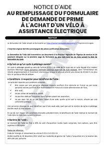 Notice d'aide au remplissage du formulaire de demande de prime (à l'achat d'un vélo à assistance électrique)