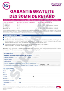 Formulaire SNCF G30 garantie dès 30 minutes de retard
