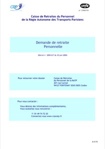 CERFA 13966-01 : Demande de retraite pour les membres du personnel de la Régie Autonome des Transports Parisiens