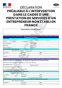 CERFA 11783-04 : Déclaration préalable à l'intervention dans le cadre d'une prestation de services d'un entrepreneur non établi en France