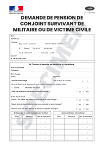 CERFA 11053-01 : Demande de pension de conjoint survivant de militaire ou de victime civile