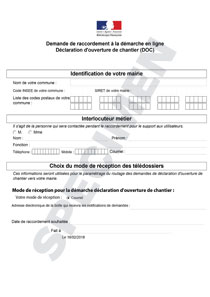 CERFA 87653-01 : Formulaire d'inscription à la Démarche en ligne de déclaration d'ouverture de chantier