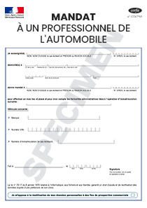 CERFA n°13757-02 : Mandat à un professionnel de l'automobile (pour les formalités d'immatriculation)