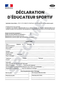 CERFA 12699-02 : Déclaration d'éducateur sportif