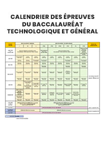 Calendrier des épreuves du Baccalauréat technologique et général - PDF