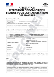 CERFA 14501-02 : Attestation d'élection de domicile en France pour la francisation des navires