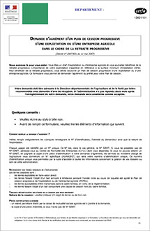 CERFA 13601-01 : Retraite progressive - Demande d'agrément d'un plan de cession progressive d'une exploitation ou d'une entreprise agricole