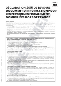Cerfa n°50318#18 : Déclaration 2015 de revenus - document d'information pour les personnes fiscalement domiciliées hors de France