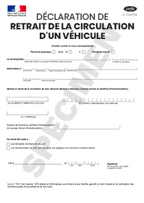 Cerfa 13756-01 : Déclaration de retrait de la circulation d'un véhicule